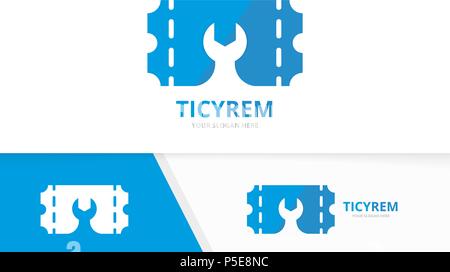 Vektor Ticket und Reparatur logo Kombination. Ducket und Fix-Symbol oder das Symbol. Einzigartige Karte und service Logo Design Template. Stock Vektor
