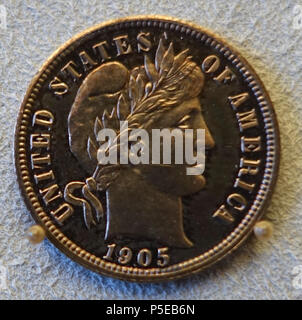 N/A. Englisch: Ausstellung im Bode-Museum, Berlin, Deutschland. Diese Arbeit ist in der Weil der Künstler vor mehr als 100 Jahren starb. Wurde die Fotografie im Museum ohne Einschränkung erlaubt. 12 November 2014, 09:13:46. Daderot 455 Groschen, Vereinigte Staaten von Amerika, 1905 - Bode-Museum - DSC 02646 Stockfoto