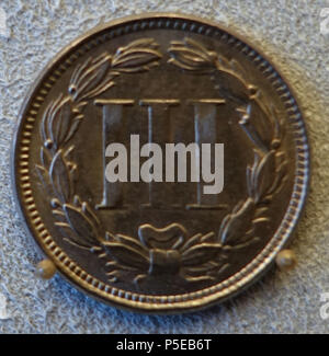 N/A. Englisch: Ausstellung im Bode-Museum, Berlin, Deutschland. Diese Arbeit ist in der Weil der Künstler vor mehr als 100 Jahren starb. Wurde die Fotografie im Museum ohne Einschränkung erlaubt. 12 November 2014, 09:14:15. Daderot 36 3 Cent, Vereinigte Staaten von Amerika, 1865 - Bode-Museum - DSC 02650 Stockfoto