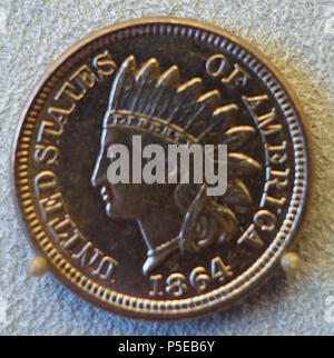 N/A. Englisch: Ausstellung im Bode-Museum, Berlin, Deutschland. Diese Arbeit ist in der Weil der Künstler vor mehr als 100 Jahren starb. Wurde die Fotografie im Museum ohne Einschränkung erlaubt. 12 November 2014, 09:14:44. Daderot 12 1 Cent, Vereinigte Staaten von Amerika, 1864 - Bode-Museum - DSC 02654 Stockfoto