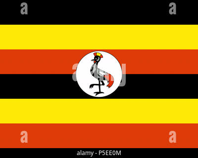 Offizielle Nationalflagge von Uganda Stockfoto