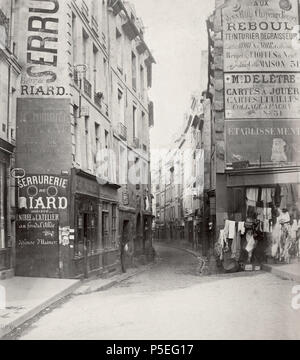 327 Charles Marville, Rue de Bievre, du Boulevard St. Germain, Ca. 1853 - 70 Stockfoto