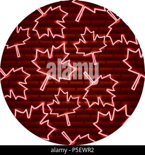 Neon Red maple leaf Dekoration Hintergrund Vector Illustration Stock Vektor