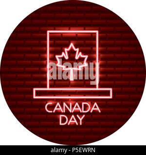 Neon Hut mit maple leaf Kanada Tag Vector Illustration Stock Vektor