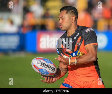 Freitag, 22 Juni 2018, Flicken - A - Schlauch Dschungel Stadion, England; Betfred Super League, Castleford Tiger v Wigan Warriors; Quentin Laula-Togaga' e des Schlosses Stockfoto