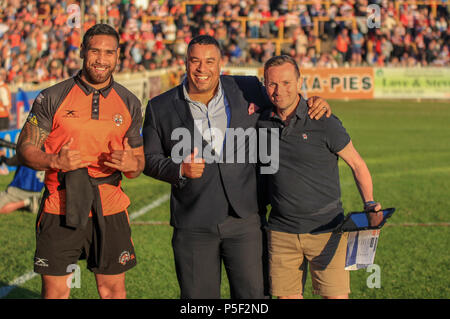 Freitag, 22 Juni 2018, Flicken - A - Schlauch Dschungel Stadion, England; Betfred Super League, Castleford Tiger v Wigan Warriors; Jesse Sebe-Lefao von Castleford T Stockfoto