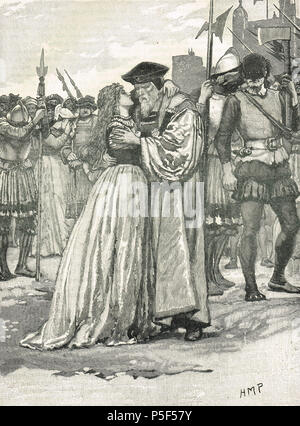 Margaret Roper Abschied von ihrem Vater, Sir Thomas More, Tower Wharf, an seiner Ausführung vom 6. Juli 1535 Stockfoto