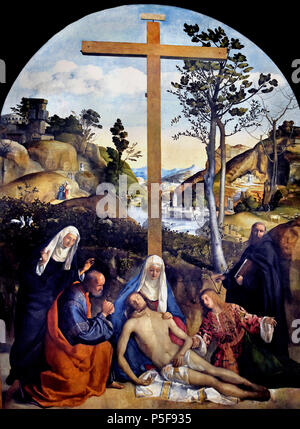 Wehklage über den toten Christus mit der Jungfrau und Heiligen Josef von Arimathäa, von Giovanni Bellini Venedig 1434-1516, Italien, Italienisch, Stockfoto