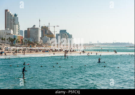 Israel, Tel Aviv - 16. Oktober 2016: Stadtbild von Tel Aviv Beachside Stockfoto