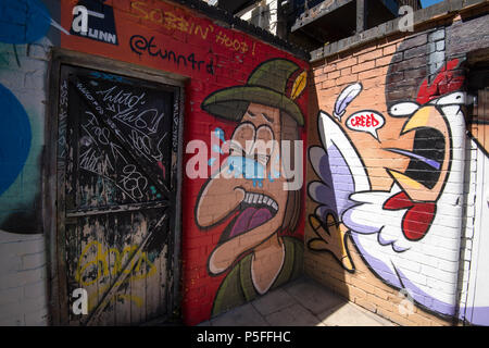 Street Art auf Woolpack Lane im Stadtzentrum von Nottingham, Nottinghamshire England Großbritannien Stockfoto