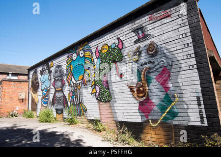 Street Art auf Woolpack Lane im Stadtzentrum von Nottingham, Nottinghamshire England Großbritannien Stockfoto