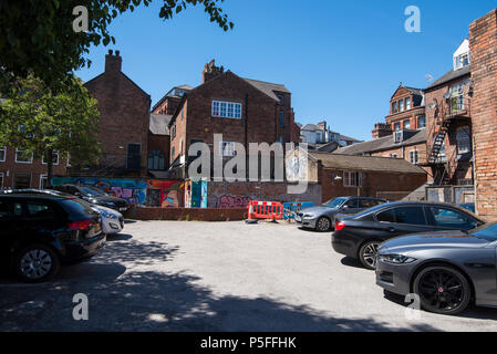 Street Art von einem Parkplatz auf Woolpack Lane im Stadtzentrum von Nottingham, Nottinghamshire England Großbritannien Stockfoto