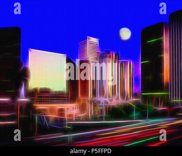 Digitale Kunst: Downtown Los Angeles, Kalifornien, USA Stockfoto