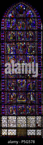 N/A. Englisch: Chartres stained Fenster 36 - theirry von Grisaille/Leben des Hl. Apollinaris/der Himmlischen Hierarchie. 23 Juli 2017, 11:26:58. Micheletb 333 Chartres 36-korrigiert Stockfoto