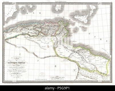 1829 Lapie Historische Karte von Empire von Karthago (Tunesien) - Geographicus - AfriqueiPropre - lapie-1829. Stockfoto