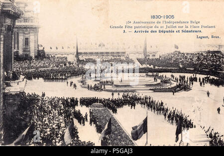 1830 1905, 75º aniversário da independência Belga, 3, Arquivo de Villa Maria, Angra do Delgada, Azoren.. Stockfoto