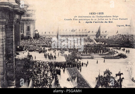 1830 1905, 75º aniversário da independência Belga, 9, Arquivo de Villa Maria, Angra do Delgada, Azoren.. Stockfoto