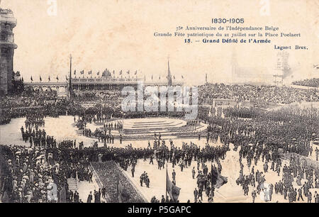 1830 1905, 75º aniversário da independência Belga, 15, Arquivo de Villa Maria, Angra do Delgada, Azoren.. Stockfoto
