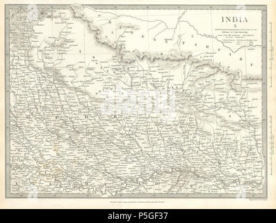 1834 S.D.U.K. Karte von Nord Indien, Nepal, und von Allahabad - Geographicus - IndiaX - sduk-1834. Stockfoto