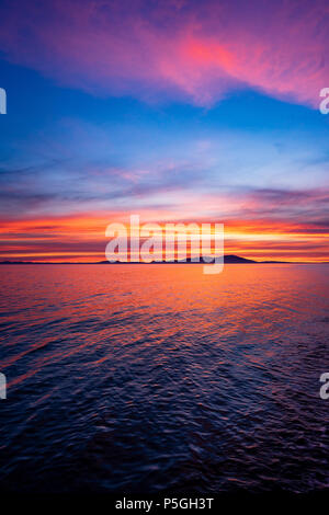 Solway Sonnenuntergang, Allonby, Cumbria. Stockfoto