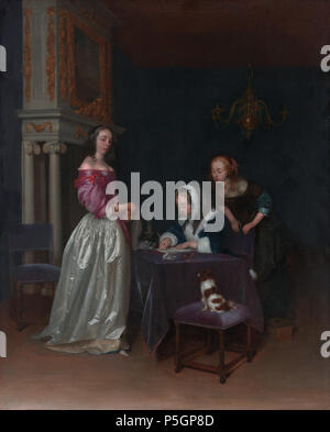 N/A. Englisch: Neugier Öl auf Leinwand 76,2 x 62,2 cm ca. 1660 - 1662. zwischen ca. 1660 und ca. 1662. Gerard Ter Borch (1617 - 1681) Alternative Namen Gerard Terborch Beschreibung niederländischer Maler, Zeichner und Miniaturisten Datum der Geburt / Tod 1617 vom 8. Dezember 1681 Ort der Geburt / Todes Zwolle, Deventer Arbeit Periode von 1625 bis 1681 Standort Amsterdam (1632-1633), Zwolle (1633 - 1634), Haarlem (1634-1635), London (1635 - 1636), Zwolle (1636), Italien (1637 - 1648), Frankreich (1637 - 1648), Münster (1648), Deventer (1654 - 1681), Amsterdam (1674), Den Haag (1675), Haarlem (1675) Autorisierten Stockfoto