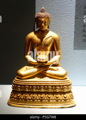 N/A. Englisch: Ausstellung in der Middlebury College Museum für Kunst - Burlington, Vermont, USA. 4 März 2017, 15:42:06. Daderot 248 Buddha, Mongolei, 1600, vergoldeter Bronze - Middlebury College Museum für Kunst - Burlington, VT-DSC 08183 Stockfoto