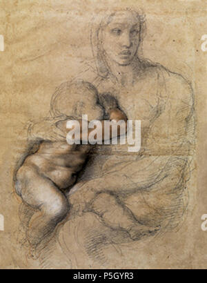 N/A. Englisch: Madonna mit Kind von Michelangelo, c 1524, schwarze Kreide, Rote Kreide, Rot waschen, weiß gehöht und Tinte. Florenz, Casa Buonarroti. ca. 1524. Michelangelo (1475 - 1564) Alternative Namen Michelangelo di Lodovico Buonarroti Simoni Beschreibung italienischer Maler, Bildhauer, Architekt, Dichter und Erfinder Geburtsdatum / Tod vom 6. März 1475 18. Februar 1564 Ort der Geburt / Todes Caprese Michelangelo Rome Arbeit Periode von 1487 bis 1564 Standort Florenz (1487-1494), Bologna (1494-1496), Rom (1496-1501), Florenz (1501-1505), Rom (1505-1506), Florenz (1506-1508), Rom Stockfoto