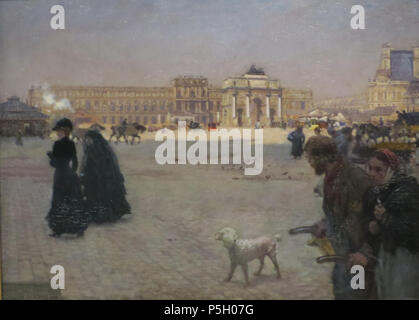 Place du Carrousel und Tuileries in Trümmern. Das Karussell Innenhof und den Tuilerien in Ruinen von Giuseppe De Nittis, 1882, Öl auf Leinwand, Musée du Louvre. 1882. N/A4 "Das Karussell Innenhof und den Tuilerien in Ruinen" von Giuseppe De Nittis Stockfoto