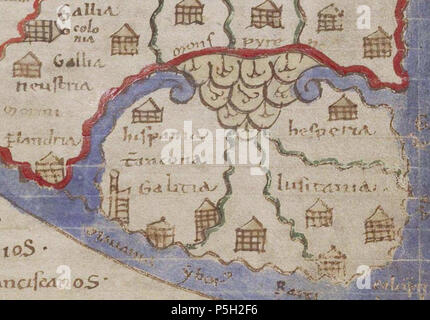 N/A. Español: las mejores da península Ibérica tun Mapa do Liber Floridus de Lambert de Saint-Omer. ca. 1120. Lambert de l'Etang 14 1125 Lambert de Saint Omer Liber Floridus Peninsula Iberica Stockfoto