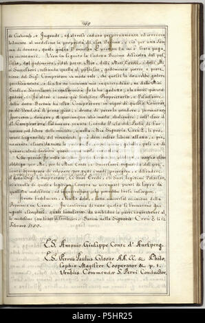 N/A. Slovenšina: Peter Pavel Glavar o ustanovi beneficija v Komendi. Zu je knjiga z naslovom "Litterae Fundationales Beneficii Curati Glouariani Erecti in die Kommende S. Petri… 1750. Vom 8. Oktober 1750. Peter Pavel Glavar 22 174 51 1750 Oktober 8. Stockfoto