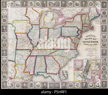 1848 Phelps nationale Karte der Vereinigten Staaten (pocket Karte) - Geographicus - USA - Phelps-1848. Stockfoto