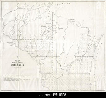 1848 Öffentliche Umfrage Karte von Wisconsin - Geographicus-WI-GS-1848. Stockfoto