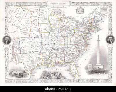 1850 Tallis - rapkin Karte der Vereinigten Staaten - Geographicus-USA-tlls-1850. Stockfoto