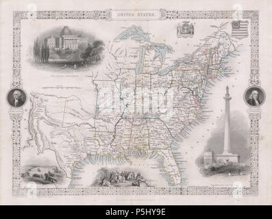 1850 Tallis Karte der Vereinigten Staaten (Texas in vollem Umfang) - Geographicus - USA - tallis-1850. Stockfoto