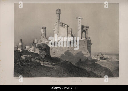 1850, España artística y monumental, Vistas y Descripción de los Sitios y monumentos más Honoratioren de España, Vol 3, El Palacio de Olite. Stockfoto