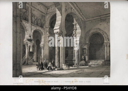 1850, España artística y monumental, Vistas y Descripción de los Sitios y monumentos más Honoratioren de España, Vol 3, Parroquia de San Román de Toledo. Stockfoto