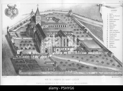 Français: Vue de l'abbaye Saint-Lucien 1871. N/A51 Abbaye Saint-Lucien de Beauvais-Isidore Laurent Deroy Stockfoto