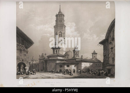1850, España artística y monumental, Vistas y Descripción de los Sitios y monumentos más Honoratioren de España, Vol 3, Yglesia de San Pablo de Zaragoza. Stockfoto