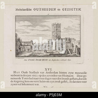 N/A. Deutsch: Beschreibung Het Oude Stad-Huis tot Amsterdam verbrant 1652 De middeleeuwse ruïne van het Stadhuis op de Dam, na De Marke van 1652. Prent uit: A. Rademaker - Nederlandsche Outheeden en Gezigten. Techniek: ets. Documenttype prent Vervaardiger Rademaker, Abraham (1675-1735) Collectie Collectie Atlas Dreesmann Datering 1725 Geografische naam Damm Inventarissen Http://archief.amsterdam/archief/10094 Afbeeldingsbestand 010094003085. 1725. Rademaker, Abraham (1675-1735) 54 Abraham Rademaker, Afb 010094003085 Stockfoto