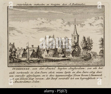 N/A. Deutsch: Beschreibung, Ouderkerk aan de Amstel buyten Amsterdam, Zoo als het Zürich vertoonde in der Höhle Jaere 1608 Historiserende afbeelding van Ouderkerk aan de Amstel, De Kerk en omgeving. Met toelichting Onder de Afbeelding. Prent uit "Nederlandsche Outheeden en Gezigten'. Documenttype prent Vervaardiger Rademaker, Abraham (1675-1735) Collectie Collectie Atlas Dreesmann Datering 1700 Ca. t/m 1725 Ca. Geografische naam Ouderkerk aan de Amstel Inventarissen Http://archief.amsterdam/archief/10094 Afbeeldingsbestand 010094006242. 1700 Ca. t/m 1725 Ca.. Rademaker, Abraham (1675-1735) 54 Abr Stockfoto