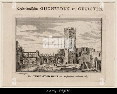 N/A. Deutsch: Beschreibung Het Oude Stad-Huis tot Amsterdam verbrant 1652 De ruïne Na De Marke van het Oude Stadhuis op 7 Juli 1652. Techniek: ets. Documenttype prent Vervaardiger Rademaker, Abraham (1675-1735) Collectie Collectie Stadsarchief Amsterdam: tekeningen en prenten Datering 1725 Geografische naam Damm Inventarissen Http://archief.amsterdam/archief/10097/010097002214 Afbeeldingsbestand 010097002214. 1725. Rademaker, Abraham (1675-1735) 54 Abraham Rademaker, Afb 010097002214 Stockfoto