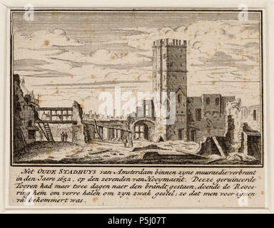 N/A. Deutsch: Beschreibung Het Oude Stadhuys van Amsterdam binnen zyne muuraedie Verbrant in der Höhle Jaere 1652 ..... enz Ruïne van het oude Stadhuis na De Marke van 7 Juli 1652, met verklarende Text. Techniek: ets. Documenttype prent Vervaardiger Rademaker, Abraham (1675-1735) Collectie Collectie Stadsarchief Amsterdam: tekeningen en prenten Datering 1725 Geografische naam Damm Inventarissen Http://archief.amsterdam/archief/10097/010097002216 Afbeeldingsbestand 010097002216. 1725. Rademaker, Abraham (1675-1735) 54 Abraham Rademaker, Afb 010097002216 Stockfoto