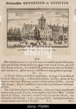 N/A. Deutsch: Beschreibung Het Oude Stad - Huis tot Amsterdam 1640 De zuidwestzijde van de Dam. In het Midden Het Oude Stadhuis, links drie Huizen aan de Dam en Dsub daarvan De Kalverstraat. Datering voorstelling: 1640. Techniek: ets. Documenttype prent Vervaardiger Rademaker, Abraham (1675-1735) Collectie Collectie Stadsarchief Amsterdam: tekeningen en prenten Datering 1725 Ca. Geografische naam Kalverstraat Dam Inventarissen Http://archief.amsterdam/archief/10097/010097005163 Afbeeldingsbestand 010097005163. voorstelling: 1640. Techniek: ets. Rademaker, Abraham (1675-1735) 54 Abraham Ra Stockfoto