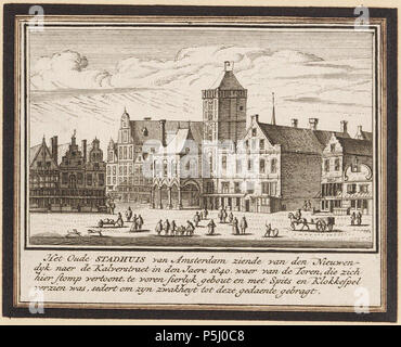 N/A. Deutsch: Beschreibung Het Oude stadhuis van Amsterdam ziende van den Nieuwendijk in der Höhle in der Nähe von De Kalverstraet middeleeuwse Jaere 1640 Het Stadhuis op de Dam, in de situatie van 1640, gezien vanaf de Nieuwendijk richting De Kalverstraat. Prent Tür Abraham Rademaker uit: Nederlandsche outheeden en gezigten. Techniek: ets. Documenttype prent Vervaardiger Rademaker, Abraham (1675-1735) Collectie Collectie Stadsarchief Amsterdam: Alben 1725 Datering Geografische naam Damm Inventarissen Http://archief.amsterdam/archief/10054 Afbeeldingsbestand B 00000023827. 1725. Rademaker, Abraham (1675-17 Stockfoto