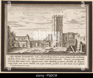 N/A. Deutsch: Beschreibung Het Oude Stadhuys van Amsterdam binnen zyne muuraedie Verbrant in der Höhle Jaere 1652 Ruïne van het oude Stadhuis na De Marke van 7 Juli 1652, met verklarende Text. Techniek: ets. Documenttype prent Vervaardiger Rademaker, Abraham (1675-1735) Collectie Collectie Stadsarchief Amsterdam: Alben 1725 Datering Inventarissen Http://archief.amsterdam/archief/10054 Afbeeldingsbestand B 00000023828. 1725. Rademaker, Abraham (1675-1735) 55 Abraham Rademaker, AFB B 00000023828 Stockfoto