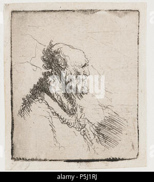 Kahlen alten Mann mit einem kurzen Bart: Profil Nach rechts ca. 1635. N/A 159 B 306 Rembrandt Stockfoto