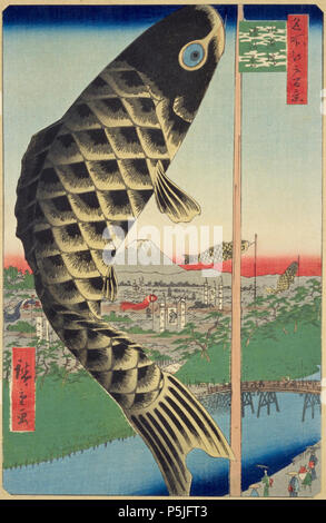 Edo meisho Hyakkei (100 berühmten Ansichten von Edo) Suidobashi Surugadai, Künstler Utagawa Hiroshige (1797 - 1858) Stockfoto