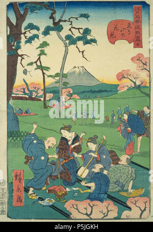 Edo meisho Doke zukushi 5 Asukayama keine Hanami, Künstler Utagawa Hiroshige (1797 - 1858) Stockfoto