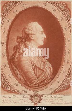 N/A. Englisch: graviert Portrait von Ludwig XVI. von Frankreich (1754-1793). Von 1770 bis 1779. N/A24 Louis XVI-Brookshaw 1754-70 Stockfoto