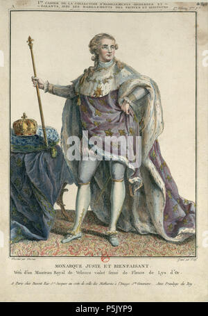 N/A. Englisch: graviert Portrait von Ludwig XVI. von Frankreich. 18. N/A25 Louis XVI, en Grand kostüm Royal Stockfoto